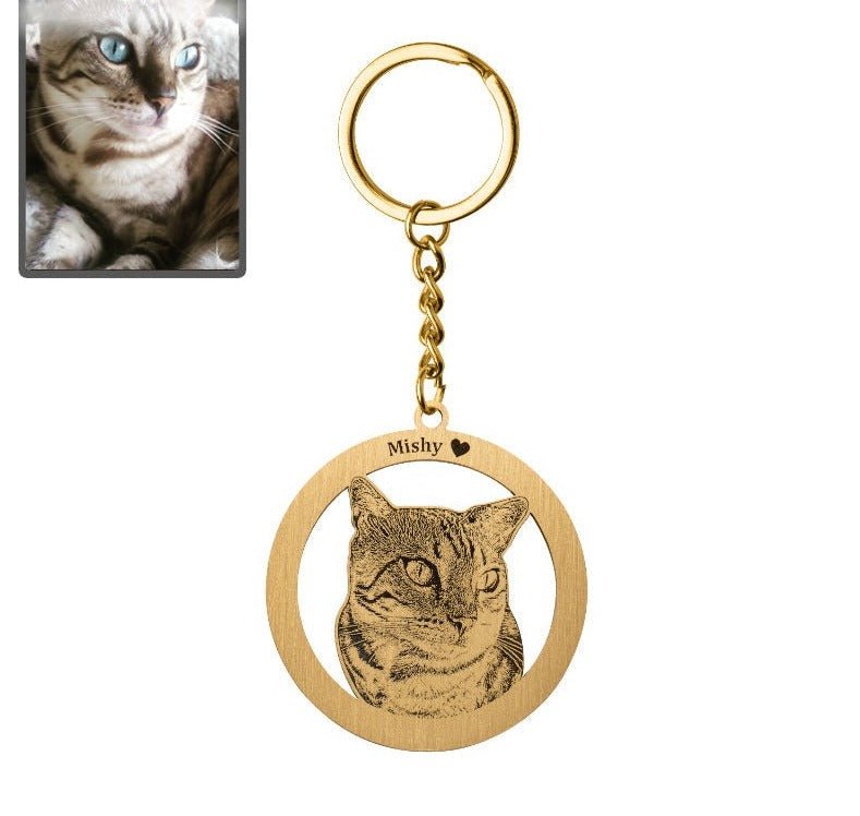 Sleutelhanger met silhouet van een cirkelvormige kat