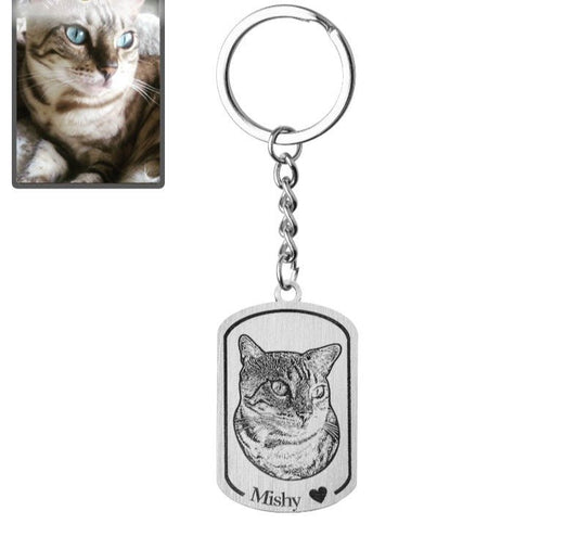 Silhouet kat medaillon sleutelhanger