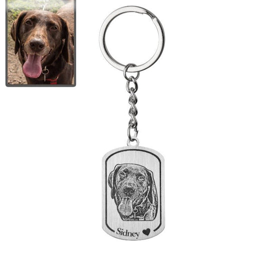 Nøglering med hundesilhuet og medaljon